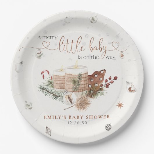 コージークリスマスベビーシャワー紙プレート ペーパープレート (正面)