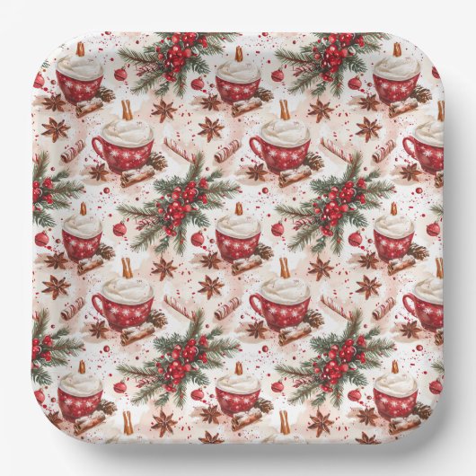 コージークリスマスホットココア ペーパープレート (正面)