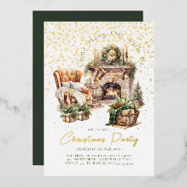 コージークリスマスホリデーフォイル招待状 箔招待状