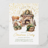 コージークリスマスホリデーフォイル招待状 箔招待状 (正面)