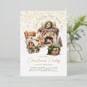 コージークリスマスホリデーフォイル招待状 箔招待状 (立ち正面)