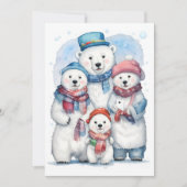 コージークリスマスポーラーベアーファミリーホリデーフラットカード (正面)