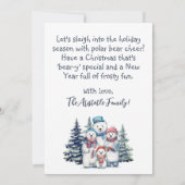 コージークリスマスポーラーベアーファミリーホリデーフラットカード (裏面)