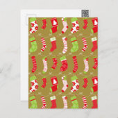 コージークリスマスレトロウィンターソックス シーズンポストカード (正面/裏面)