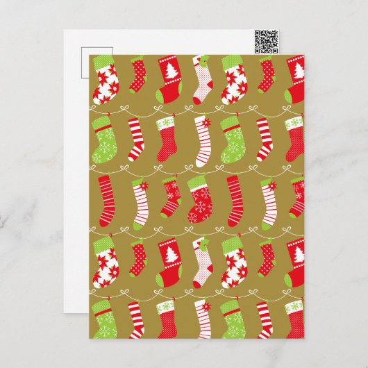 コージークリスマスレトロウィンターソックス シーズンポストカード (正面/裏面)