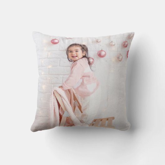 コージークリスマス引用文フォトネイビーブルー クッション (裏面)