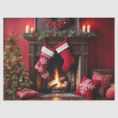 コージークリスマス暖炉とストッキングデコページ 薄葉紙 (正面)