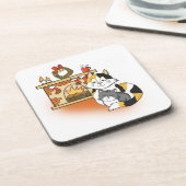 コージークリスマス暖炉のお母さん猫と子猫 コースター (左側)