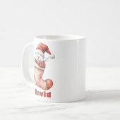 コージークリスマス雪だるまインストッキング コーヒーマグカップ (正面左)