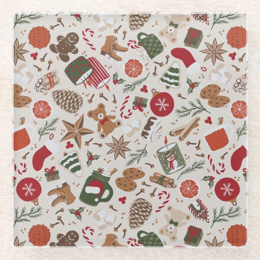 コージークリスマス&スパイス ガラスコースター (正面)