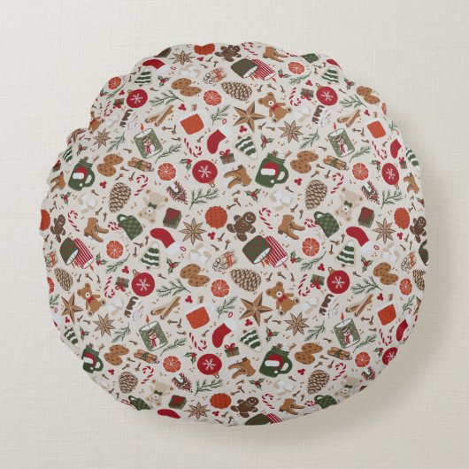 コージークリスマス&スパイス ラウンドクッション (正面)