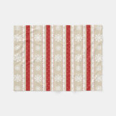 コージークリームレッドホワイトスノーフレークスクリスマスパターン フリースブランケット (正面(横))