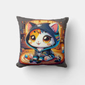 コージーゲーマーキャットインフード付きスウェットシャツ クッション (正面)