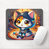 コージーゲーマーキャットインフード付きスウェットシャツ マウスパッド (マウス)