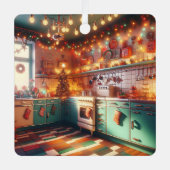 コージーコテージキッチュレトロクリスマスパーソナライズされた メタルオーナメント (正面)