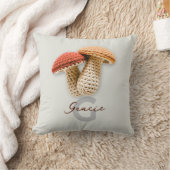 コージーコテージコアクロチェットマッシュルームモノグラム名 クッション (ブランケット)