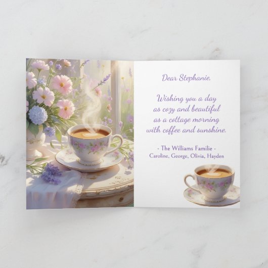 コージーコテージコーヒー&ワイルドフラワーズ誕生日 カード (内部)