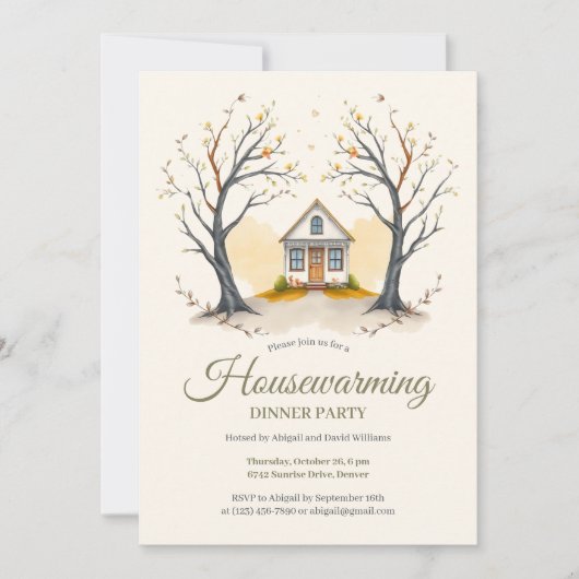 コージーコテージ引っ越し祝いパーティーディナーパーティー 招待状 (正面)