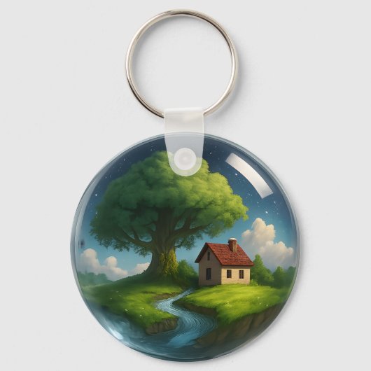 コージーコテージ自然キーチェーン – ツリー&リバー キーホルダー (正面)