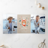 コージーコーギ – クリスマス暖かさ 三つ折りクリスマスカード (内部)