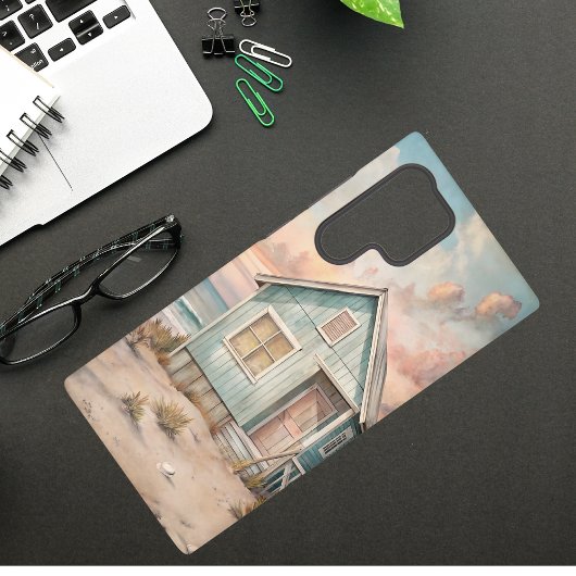 コージーコースタルコテージビーチハウスウォーターカラー SAMSUNG GALAXYケース