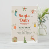 コージーサンタベビーホリデーベビーシャワー 招待状 (スタンド正面)