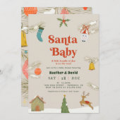 コージーサンタベビーホリデーベビーシャワー 招待状 (正面/裏面)