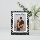 コージーシンプルバジェットブラック&ホワイト1フォトクリスマス ポストカード (スタンド正面)