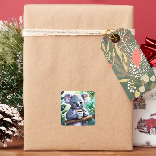 コージージャングルコアラコーヒー スクエアシール (クリスマス)