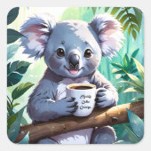 コージージャングルコアラコーヒー スクエアシール (正面)