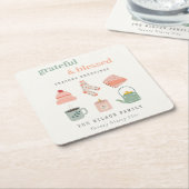 コージースカンジウィンターエッセンシャル季節のごあいさつ スクエアペーパーコースター (アングル)