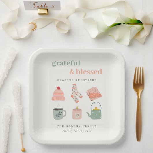 コージースカンジウィンターエッセンシャル季節のごあいさつ ペーパープレート (ウェディング)