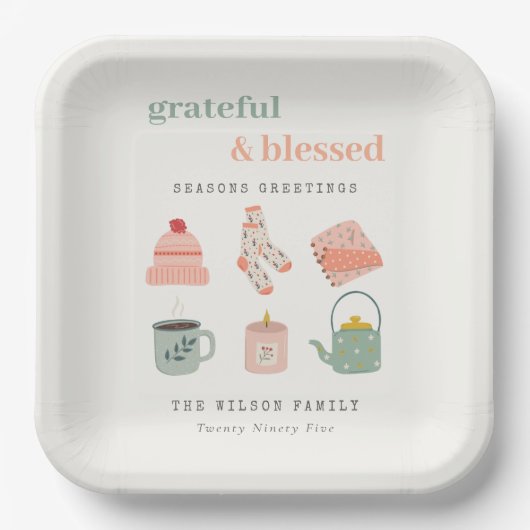 コージースカンジウィンターエッセンシャル季節のごあいさつ ペーパープレート (正面)