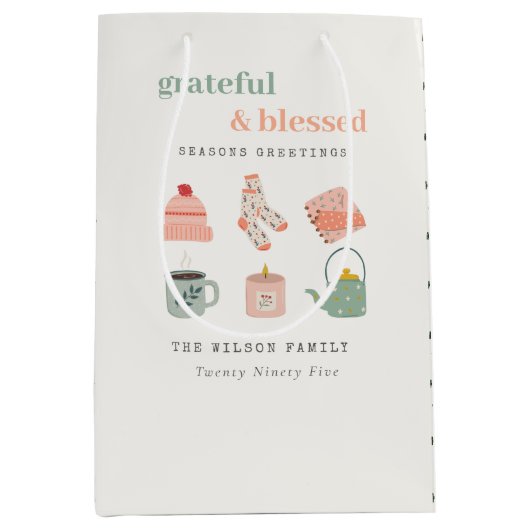 コージースカンジウィンターエッセンシャル季節のごあいさつ ミディアムペーパーバッグ (正面)