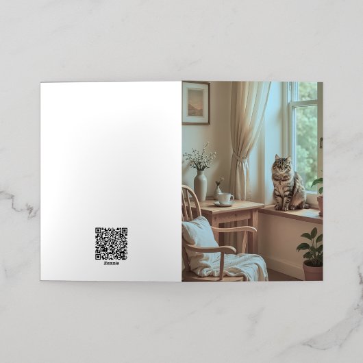 コージースカンジナビアの窓のノックエレガント- 箔グリーティングカード (外側レイダウン)