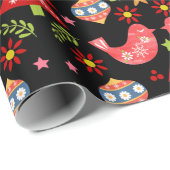 コージースカンジナビアフォークアートクリスマス ラッピングペーパー (ロールコーナー)