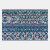 コージースカンジナビアブルー&ピーチウィンターセーター ラッピングペーパーシート (正面2)