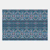 コージースカンジナビアブルー&ピーチウィンターセーター ラッピングペーパーシート (正面)