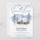 コージースノーインラブウォーターカラーウィンターブライダルシャワー 招待状 (正面)