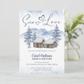 コージースノーインラブウォーターカラーウィンターブライダルシャワー 招待状 (スタンド正面)