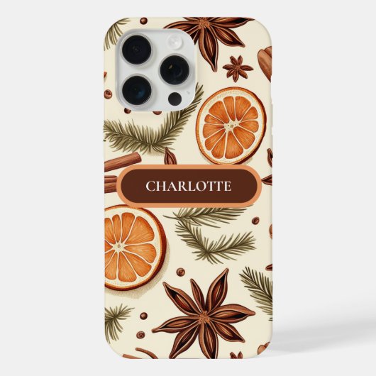 コージースパイスパターン – 名前をカスタムする iPhoneケース (裏面)