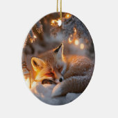 コージースリーピングキツネアンダースノーウィーブランチ セラミックオーナメント (右)