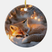 コージースリーピングキツネアンダースノーウィーブランチ セラミックオーナメント (裏面)