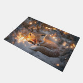 コージースリーピングキツネアンダースノーウィーブランチ ドアマット (アングル)