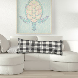 コージーダークグレーオフホワイトバッファロープレイド ボディピロー