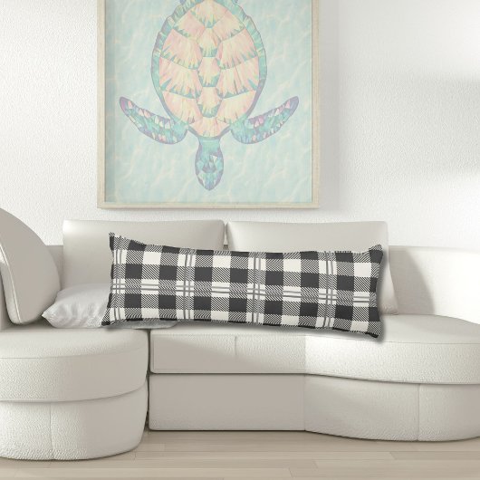 コージーダークグレーオフホワイトバッファロープレイド ボディピロー