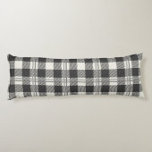 コージーダークグレーオフホワイトバッファロープレイド ボディピロー (裏面)