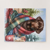 コージーチョコレートラブラドールレトリエバードッグクリスマス ジグソーパズル (横)