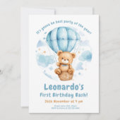 コージーテディバルーン1st誕生日 招待状 (正面)