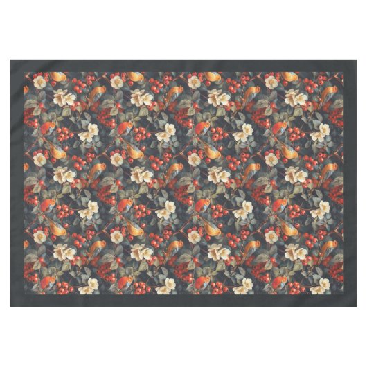 コージーテーブルクロスと秋バード&ウッドランドフローラ テーブルクロス (正面(横))